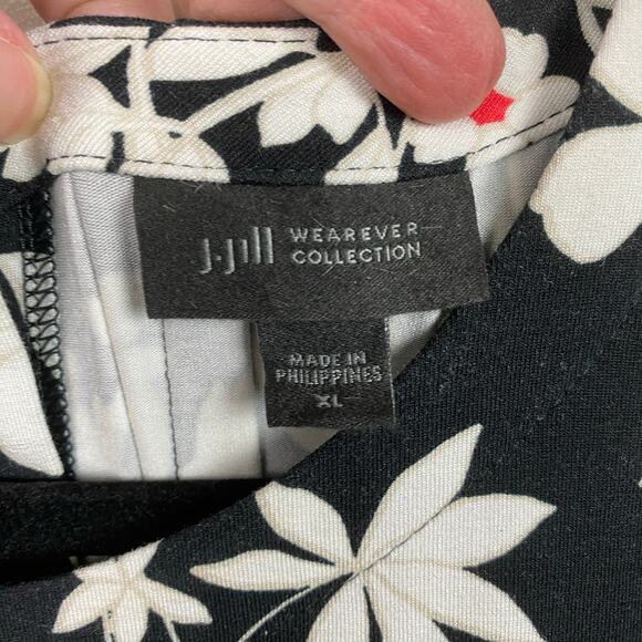 J.Jill Wearever Black&White Floral Shift Dress Sz.XL - Picture 8 of 15